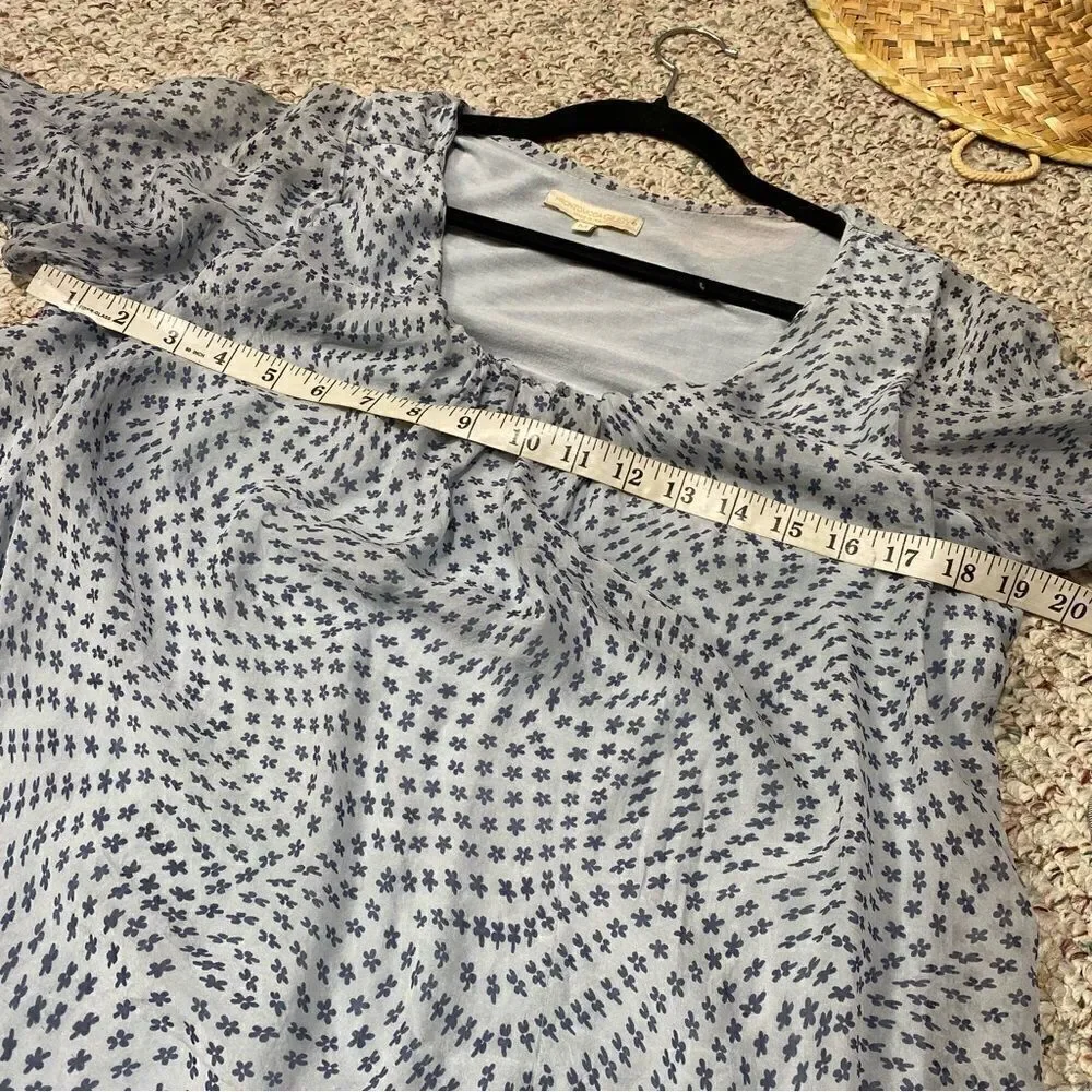 Prontomoda Giusy Italian Silk Tunic Blouse Blue Print Lace Hem Women’s‎ Medium - Picture 6 of 6